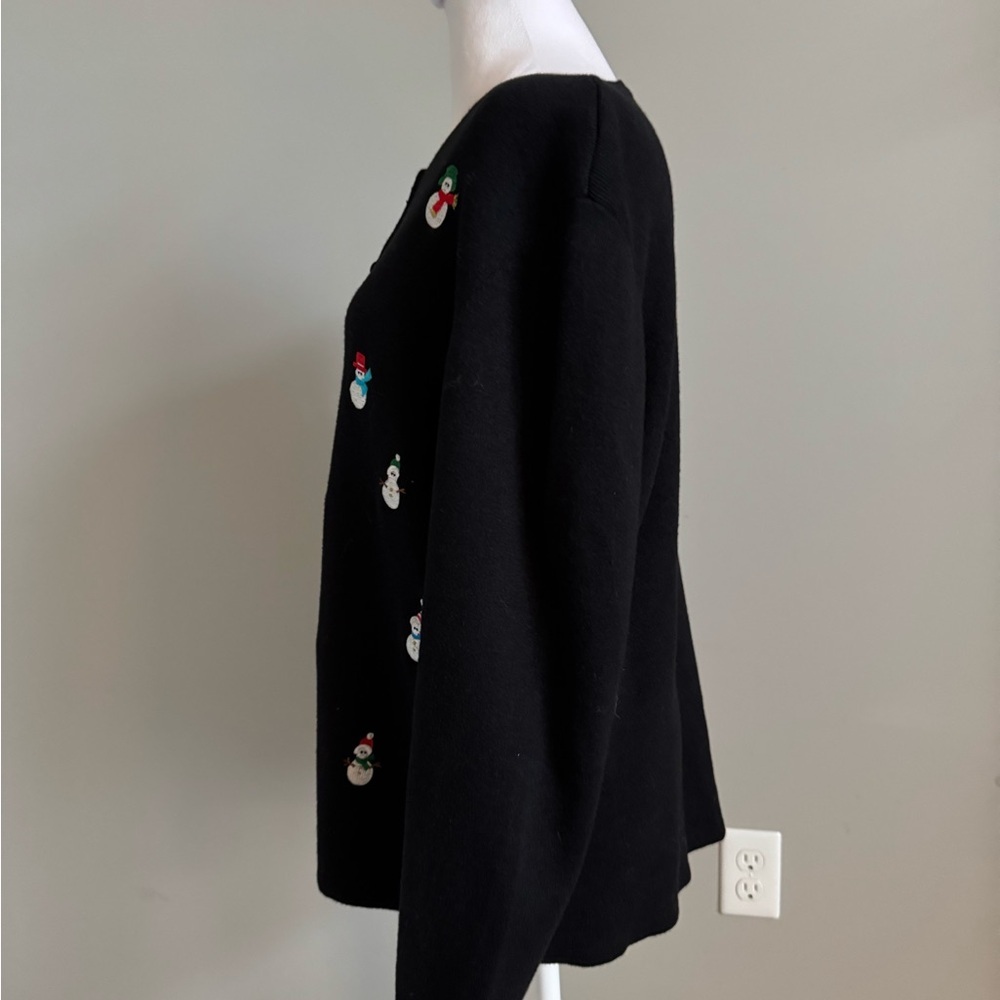Vintage Snowman Embroidered Women's Cardigan Sweater XL - Picture 3 of 7